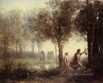  mundo Pintura - Orfeo guiando a Eurídice desde el inframundo Jean Baptiste Camille Corot